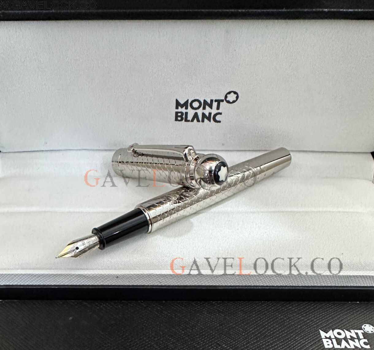 AAA Copy Montblanc Joseph II. Precious resin fountain pen silver plated - Click Image to Close